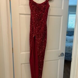Elegant Red Sequin Evening Dress